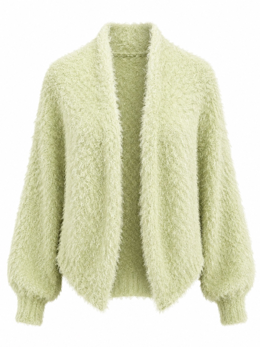 LOUNA NEON LIGHT GREEN FUZZY OPEN FRONT CARDIGAN